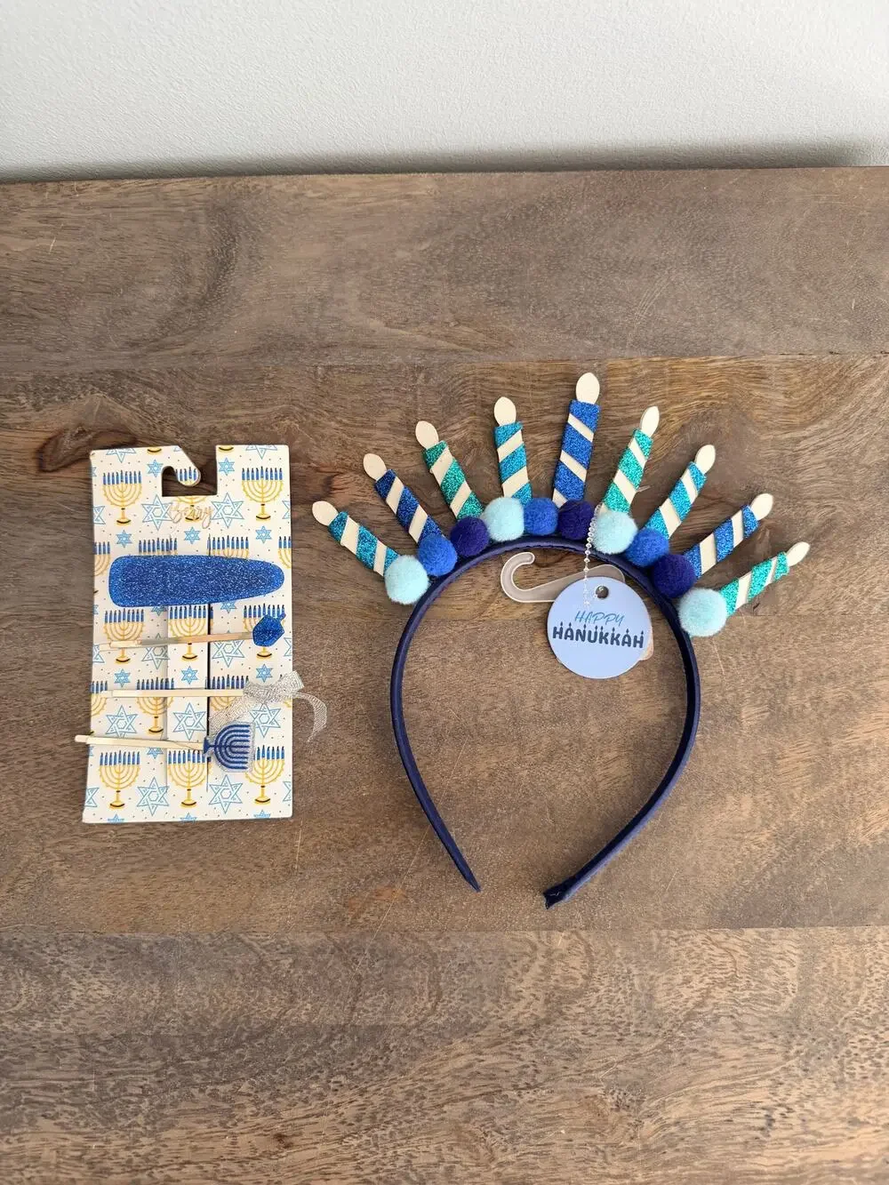 New Hanukkah Menorah and Dreidel Headband and Hair Clip Hair Accessories Set
